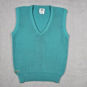 Vintage Izod Lacoste Sweater Vest Womens Medium V Neck Academia Prep Green 90s